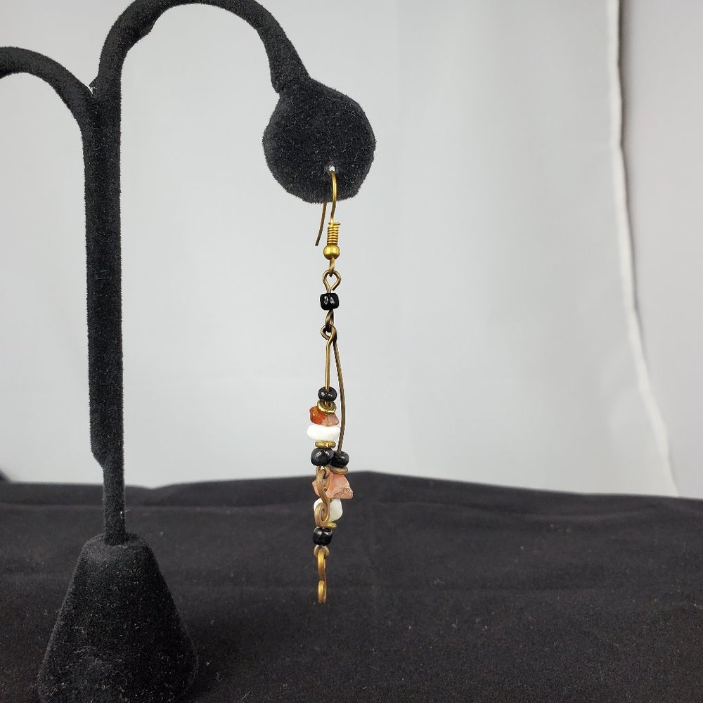 Hand Crafted Metallic and Glass Bead Earrings - Picture 2 of 2